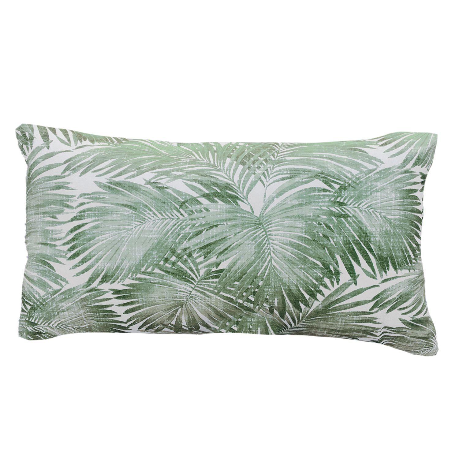 COJIN DECORATIVO DISEÑO PALMERAS VERDES BEIGE 50X30 RELLENO-0