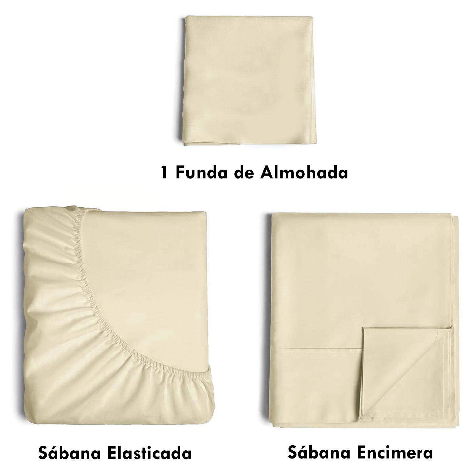 Juego de Sábanas 144 Hilos Beige 50/50 Polycotton 1 Plaza-4