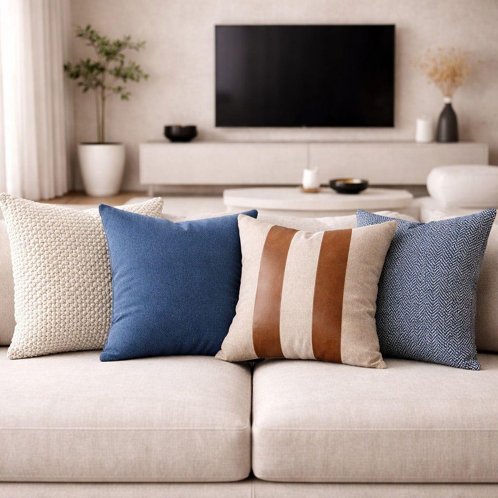 Cojin Decorativo Diseño Lino Azul 45x45 Relleno-3
