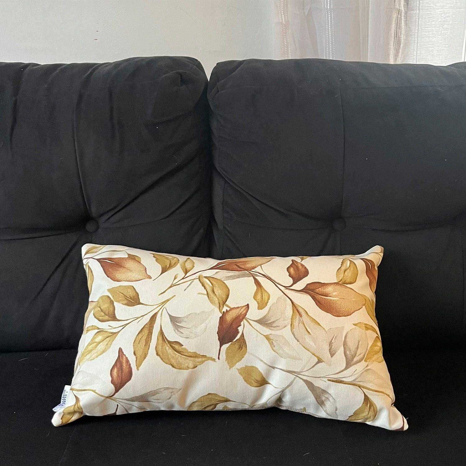 Cojin Decorativo Diseño Hojas Café 60x40 Relleno-2