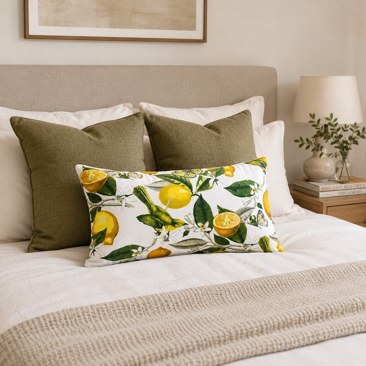 FUNDA COJIN DECORATIVO LIMONES AMARILLO Y VERDE 50X30-2