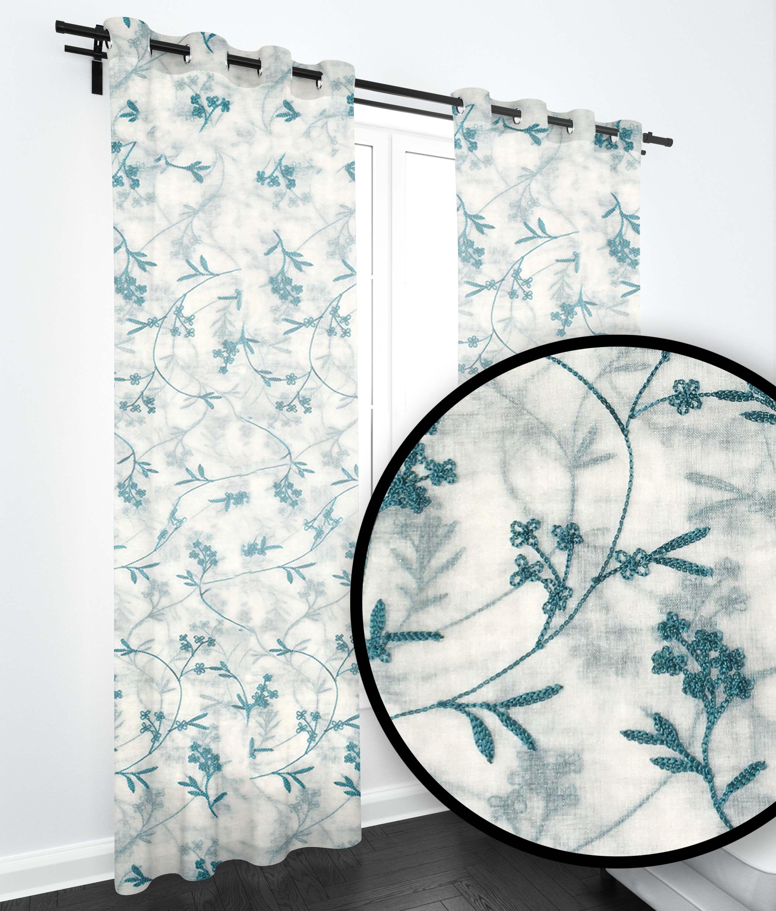 SET DE CORTINAS VISILLO 2 PAÑOS DE 140 X 220 CM TURQUESA-2
