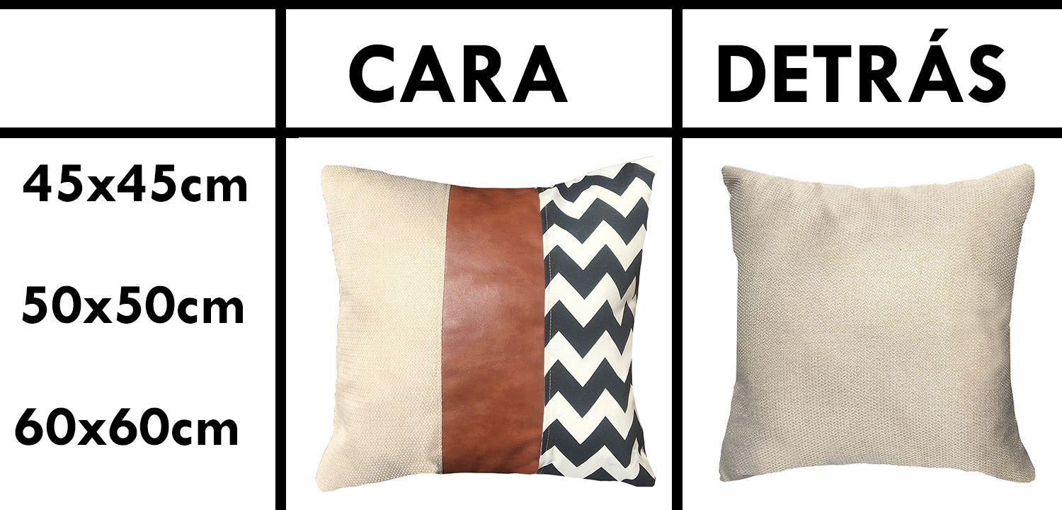 Cojin Decorativo EcoCuero ZigZag Blanco y Negro 45x45 Relleno-3