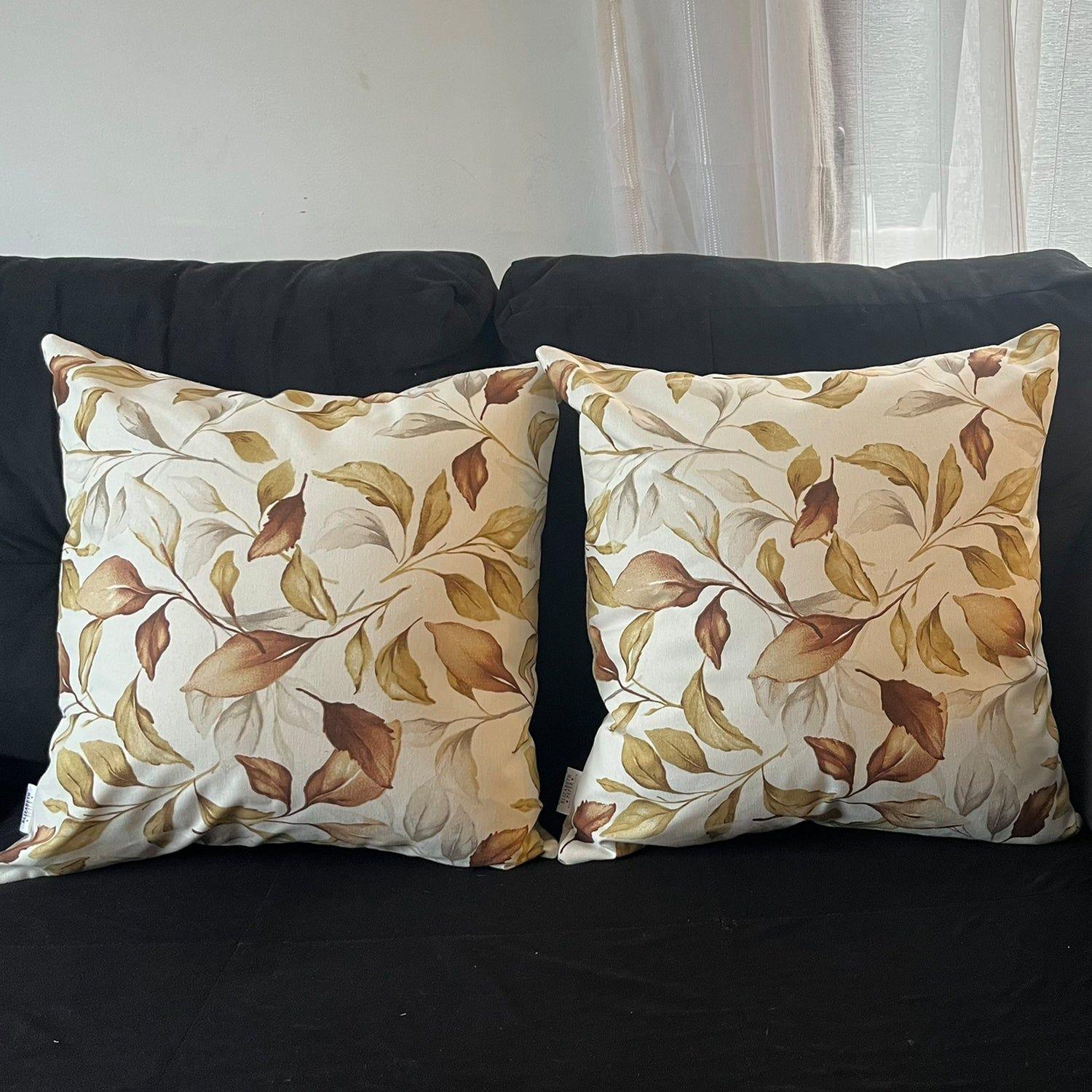 Cojin Decorativo Diseño Hojas Café 45x45 Relleno-2