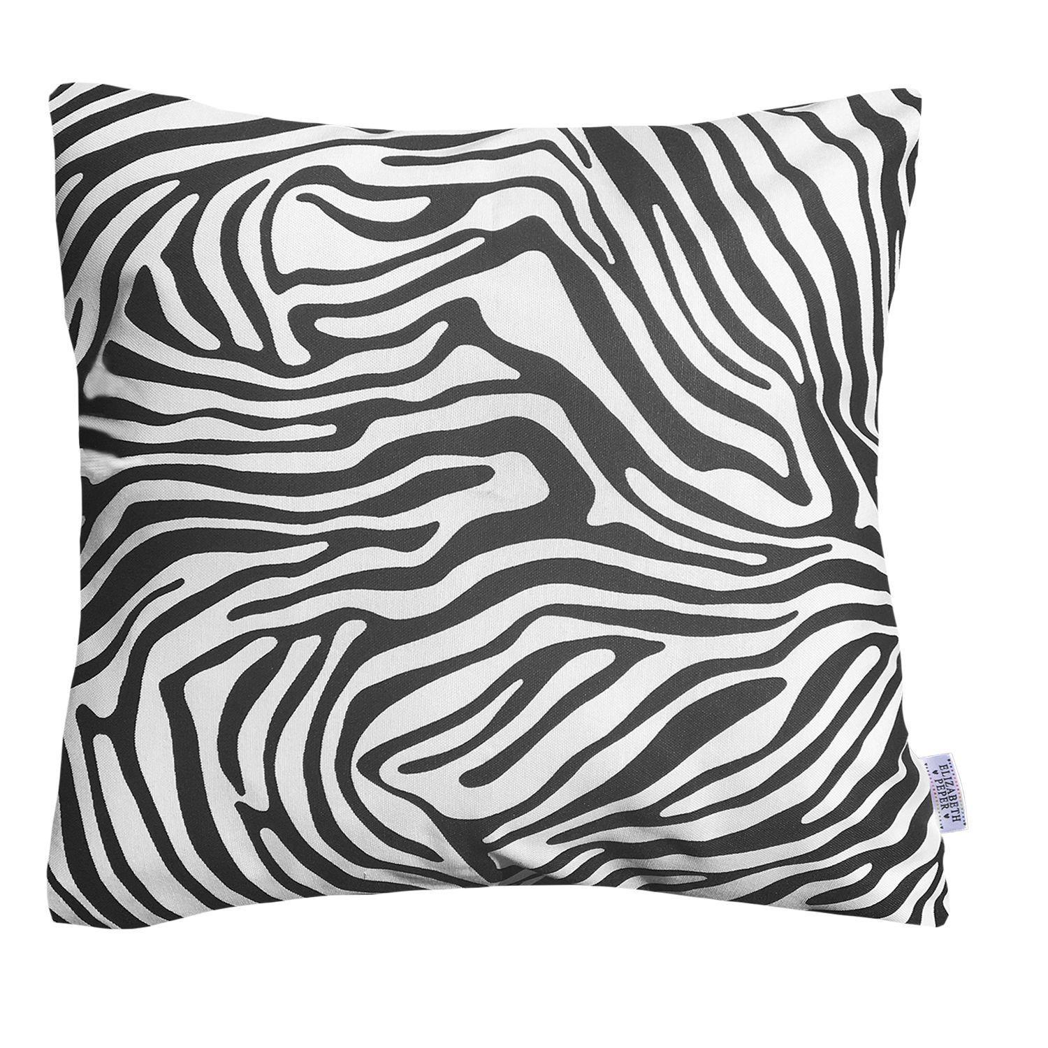COJIN DECORATIVO DISEÑO CEBRA BLANCO Y NEGRO 45X45 RELLENO-0