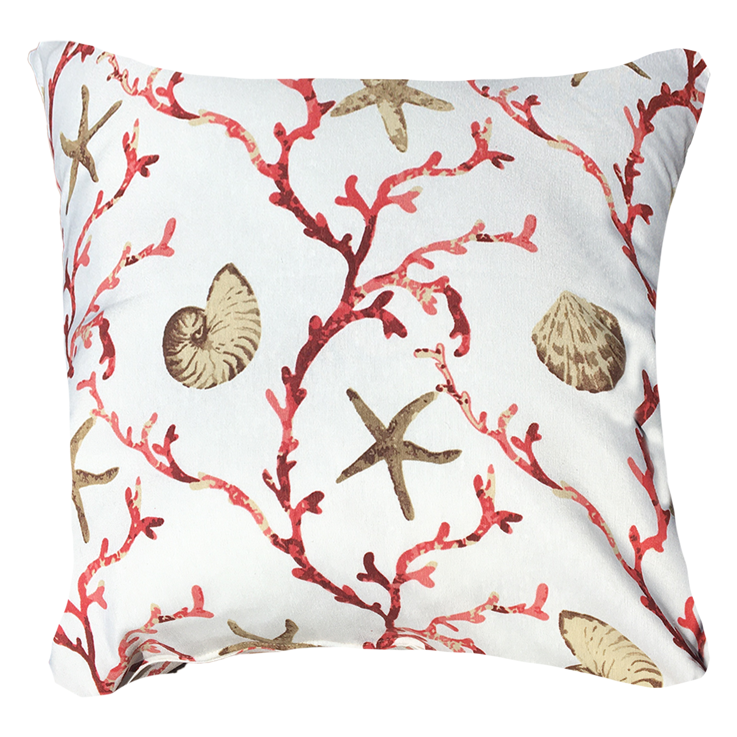 COJIN DECORATIVO DISEÑO BLANCO CORALES ROJOS 50x50 RELLENO-0