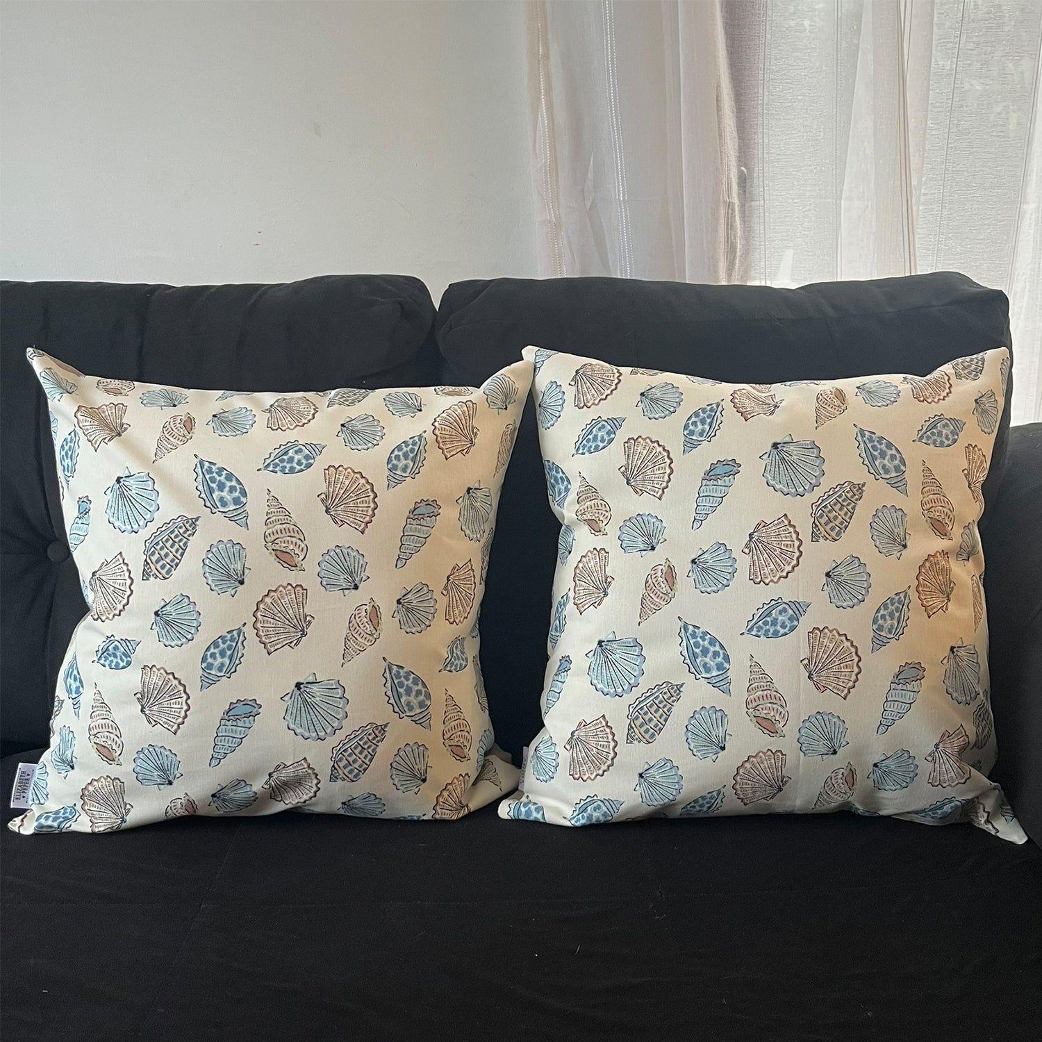 Cojin Decorativo Diseño Caracoles Azul 60x60 Relleno-2