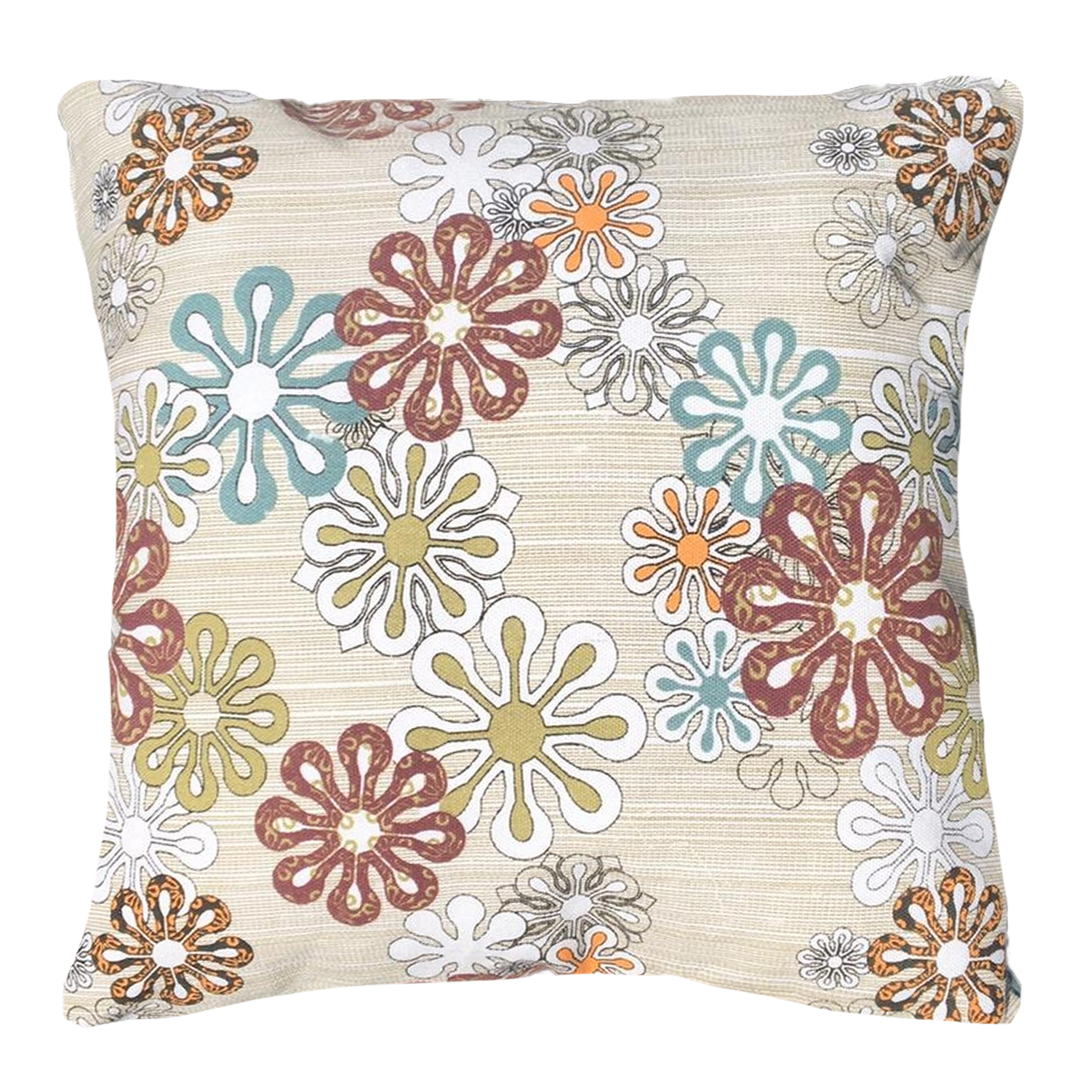 COJIN DECORATIVO DISEÑO CREMA FLORES DE COLORES 50x50 RELLENO-0