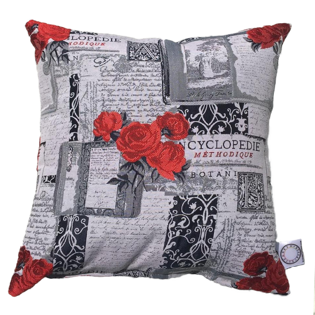 FUNDA COJIN DECORATIVO DISEÑO ROSAS ROJAS CON NEGRO 50x50-0