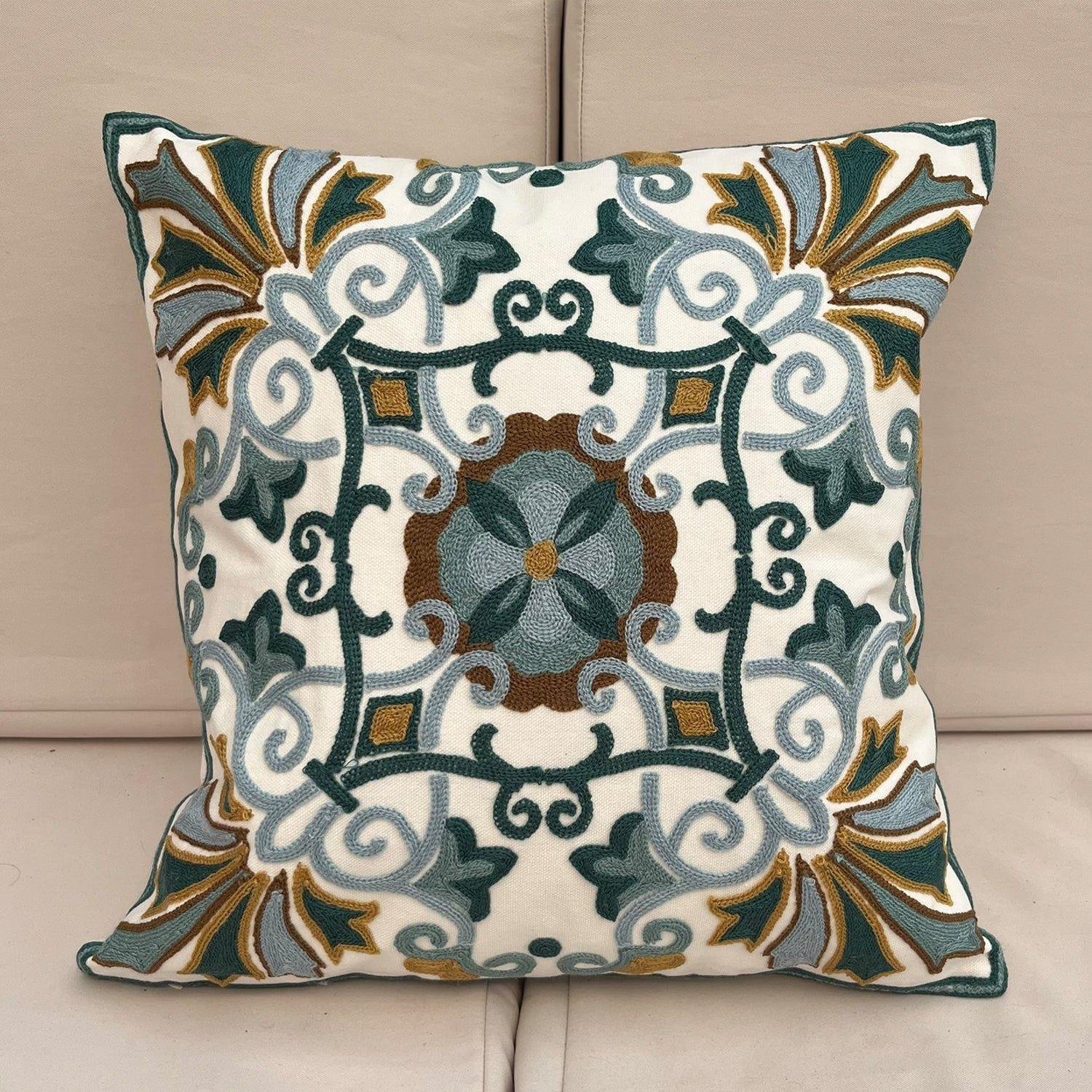 Cojin Decorativo Diseño Azulejo Turquesa 45x45 Relleno-2