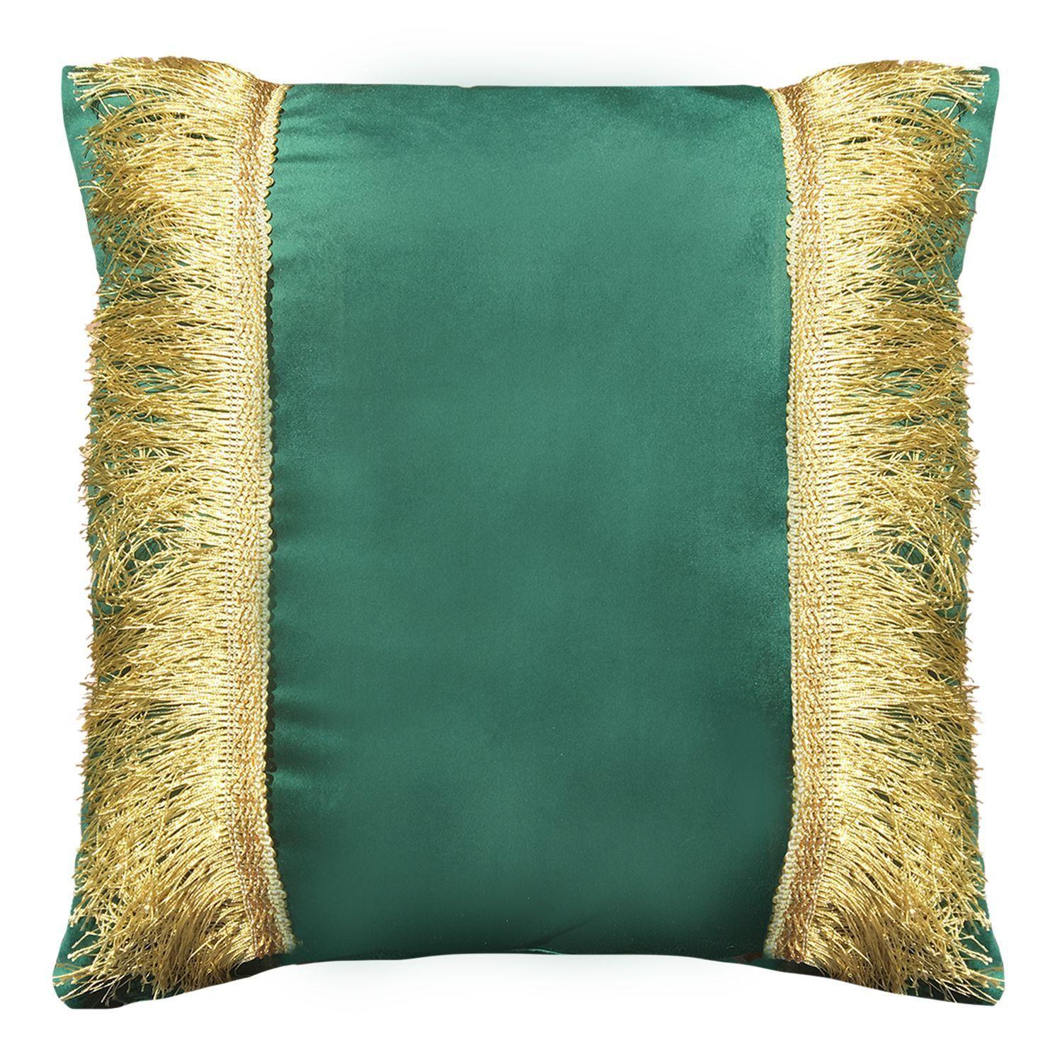 COJIN DECORATIVO DISEÑO FESTIVO VERDE Y DORADO 50x50 RELLENO-0