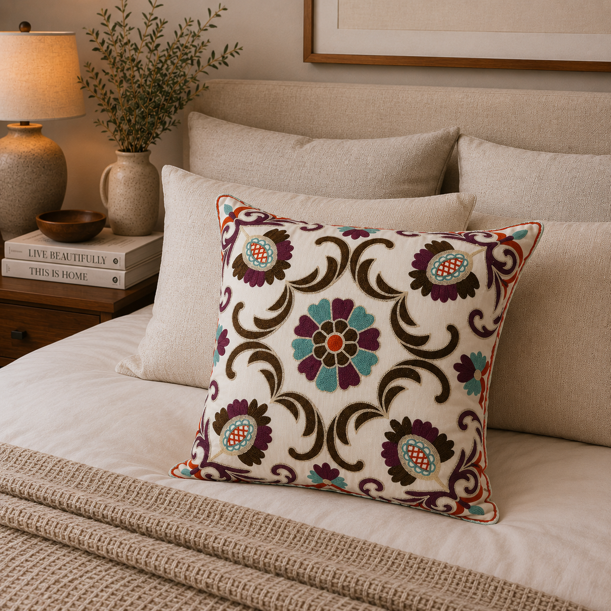 Funda Cojin Decorativo Diseño Jaipur Morado 45x45-2