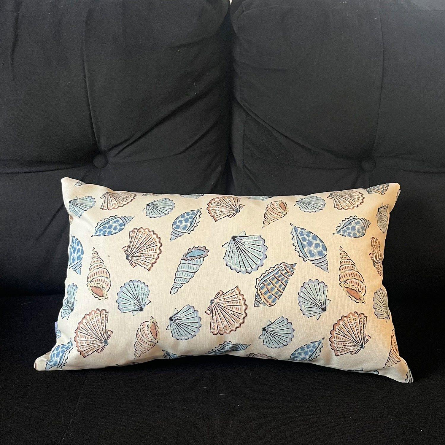 Cojin Decorativo Diseño Caracoles Azul 80x40 Relleno-2