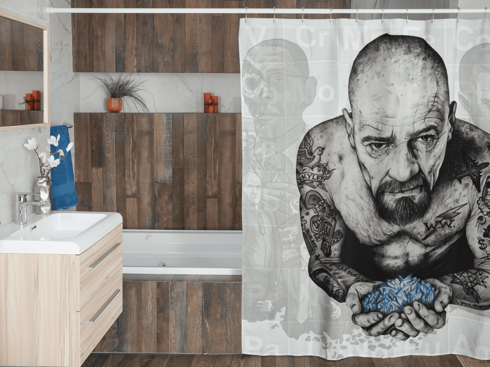 Cortina de baño textil "Breaking Bad"-3