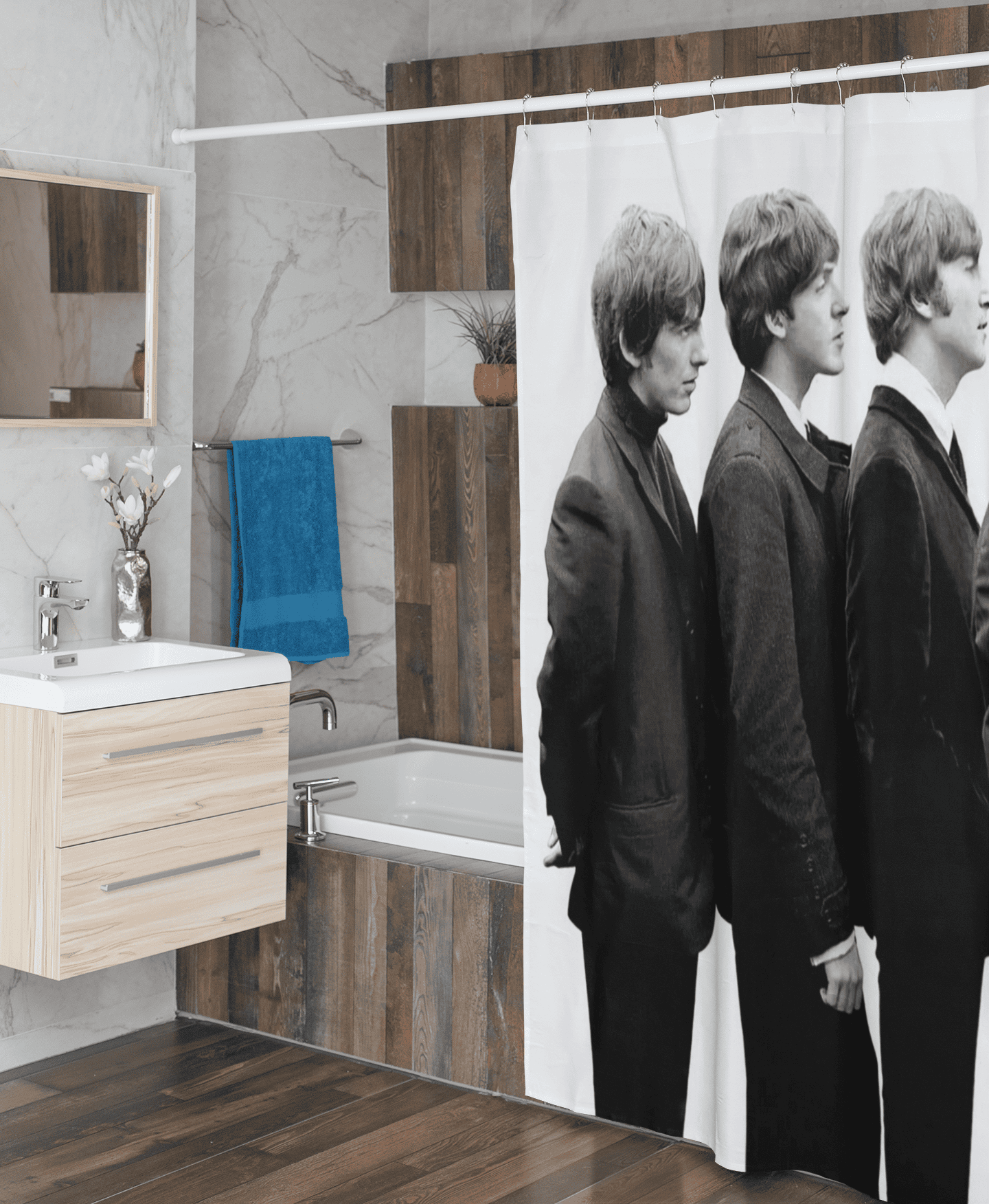 Cortina de baño textil "The beatles forever"-2