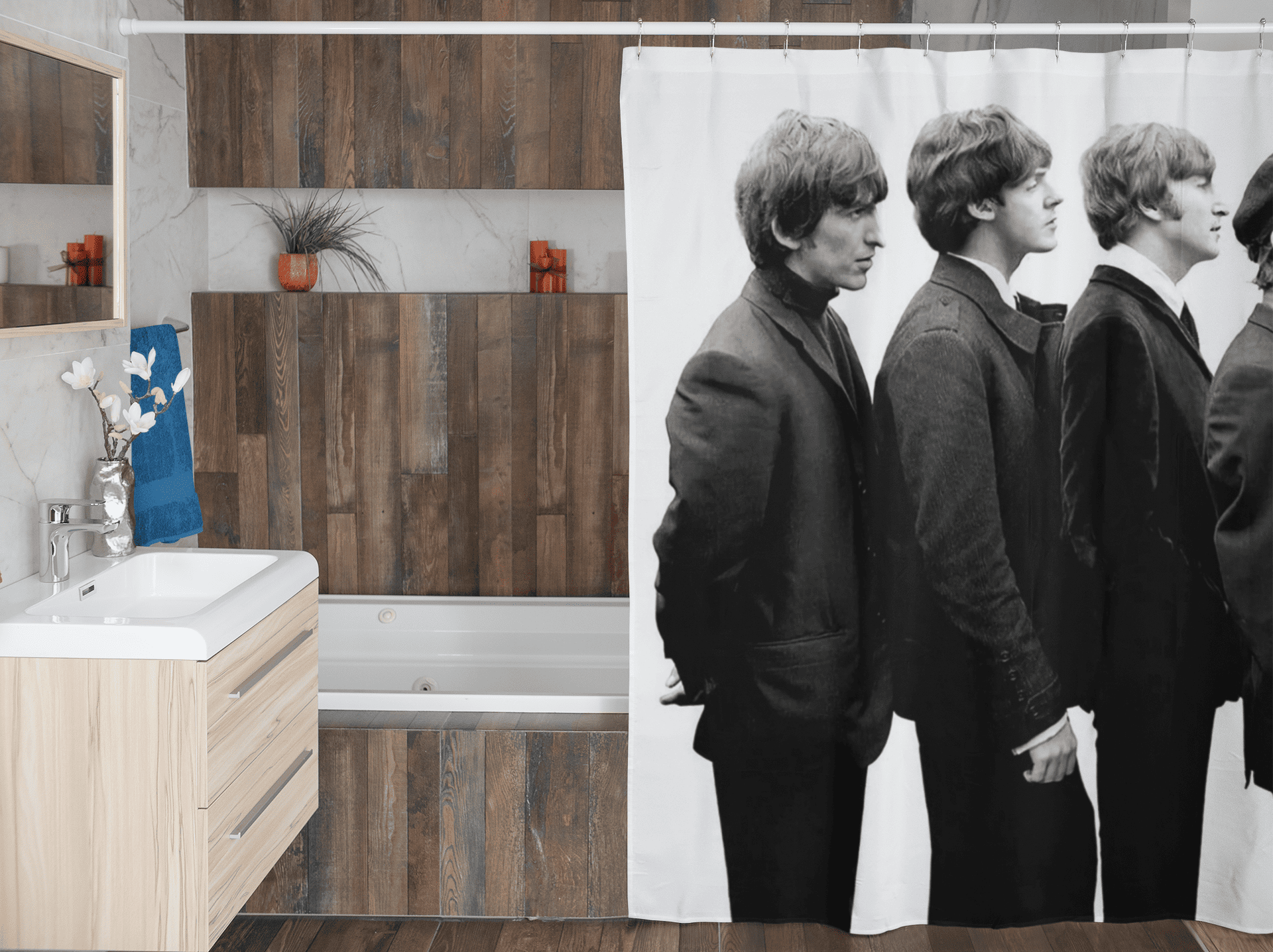 Cortina de baño textil "The beatles forever"-4