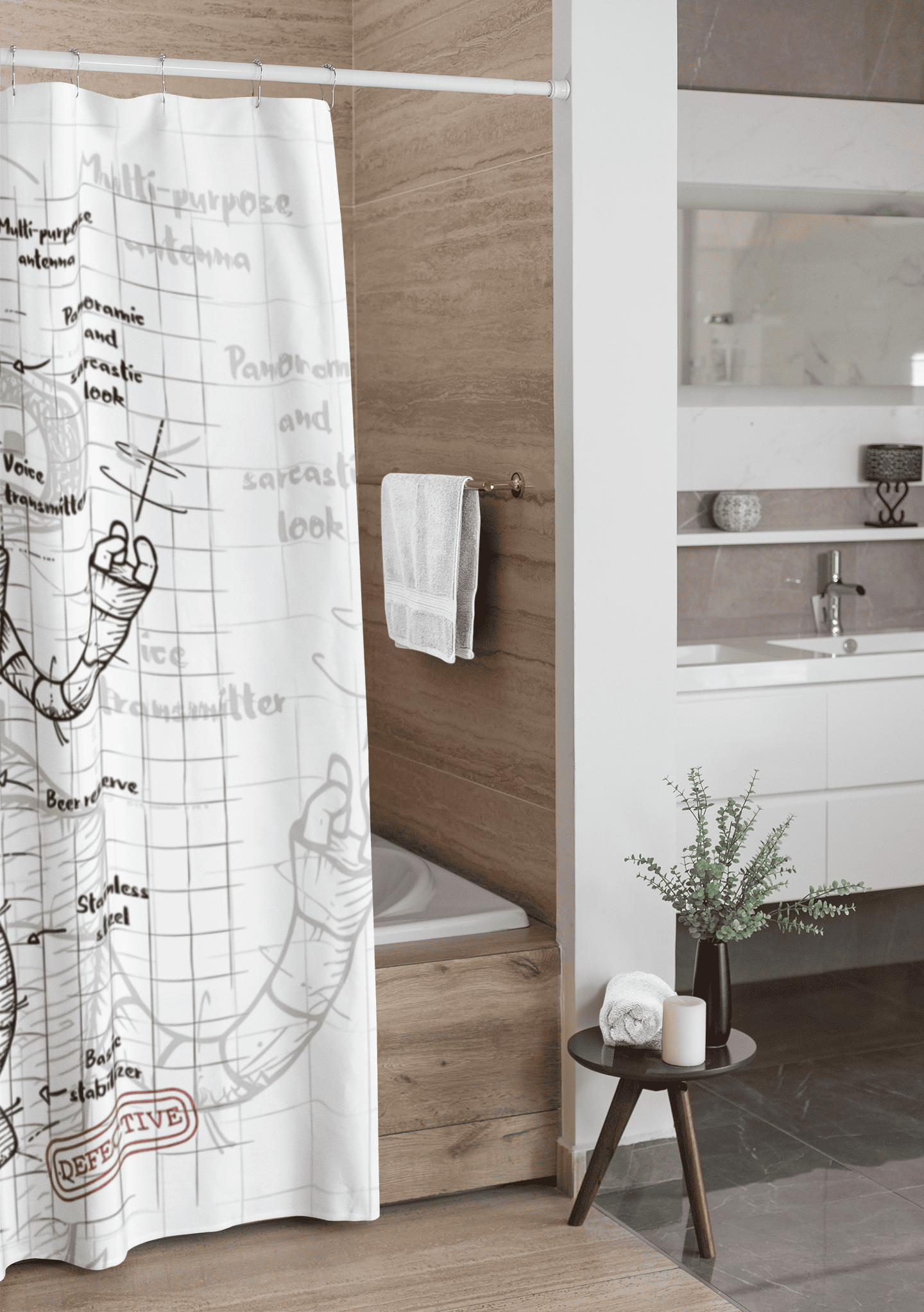 Cortina de baño textil "Bender Futurama"-3