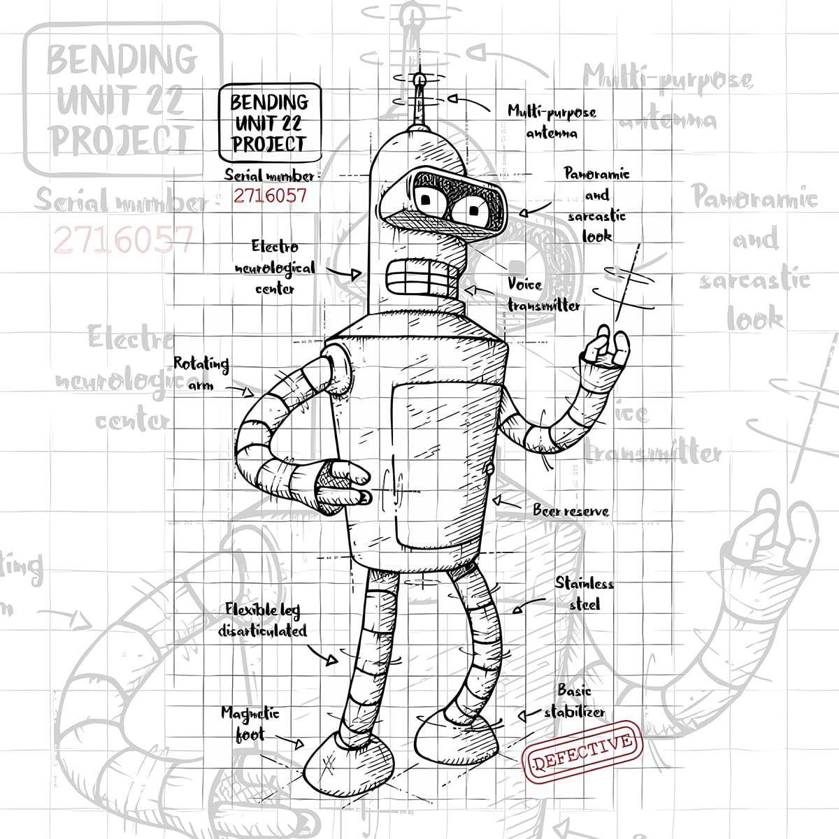 Cortina de baño textil "Bender Futurama"-4