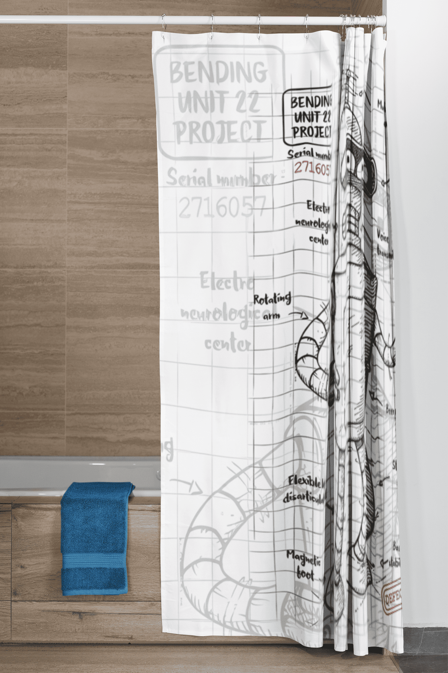 Cortina de baño textil "Bender Futurama"-6