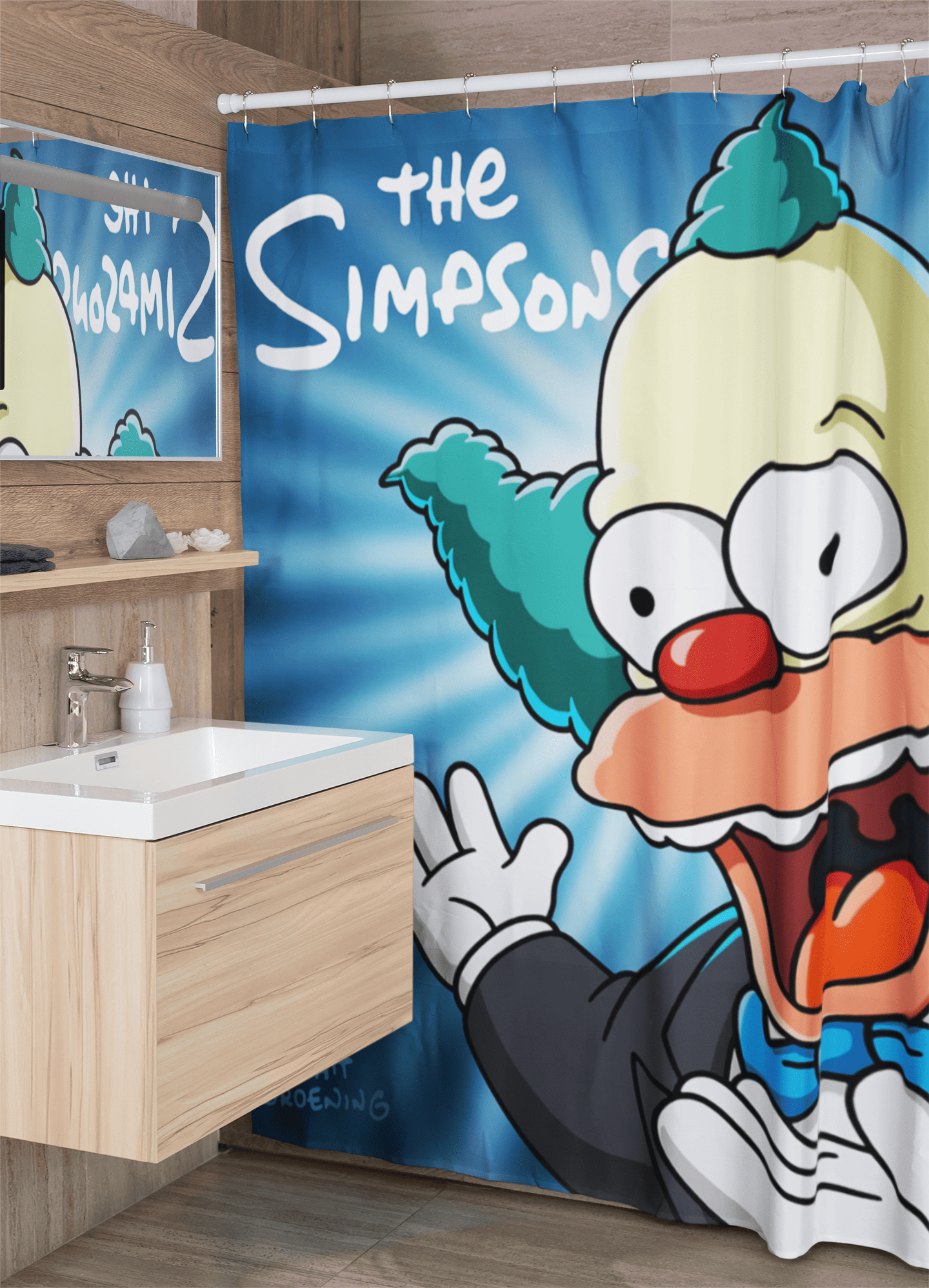 Cortina de baño textil "Krusty the simpsons"-0