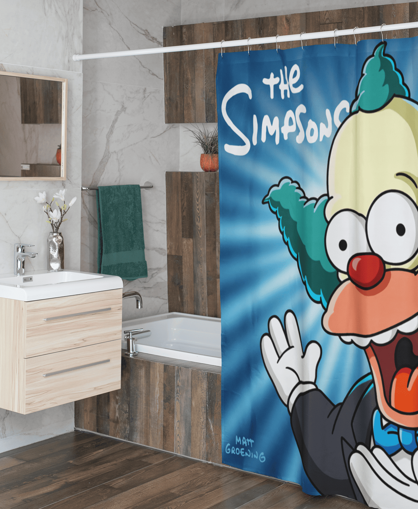 Cortina de baño textil "Krusty the simpsons"-1