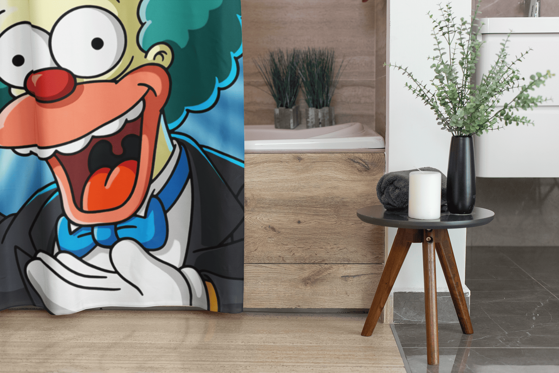 Cortina de baño textil "Krusty the simpsons"-2