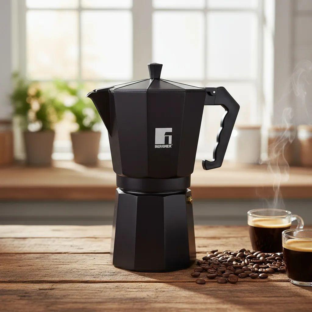Cafetera Italiana Bergner Charcoal Aluminio 12 Tazas-2