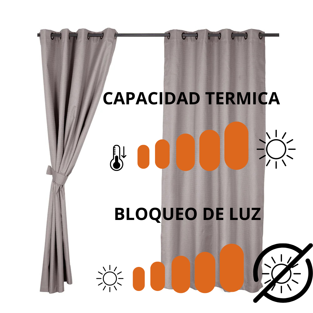 Cortina Blackout térmica color Taupe 2 paños 140 x 220 cm.-3