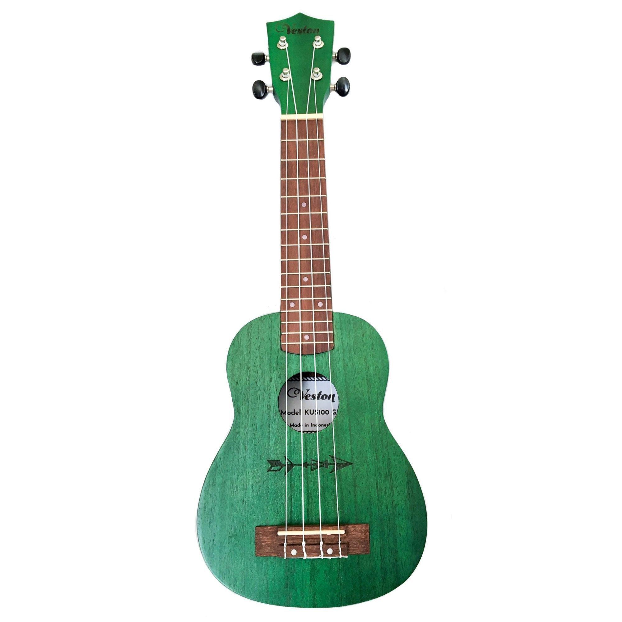 UKELELE SOPRANO VESTON CAOBA VERDE C/FUNDA MOCHILA-0