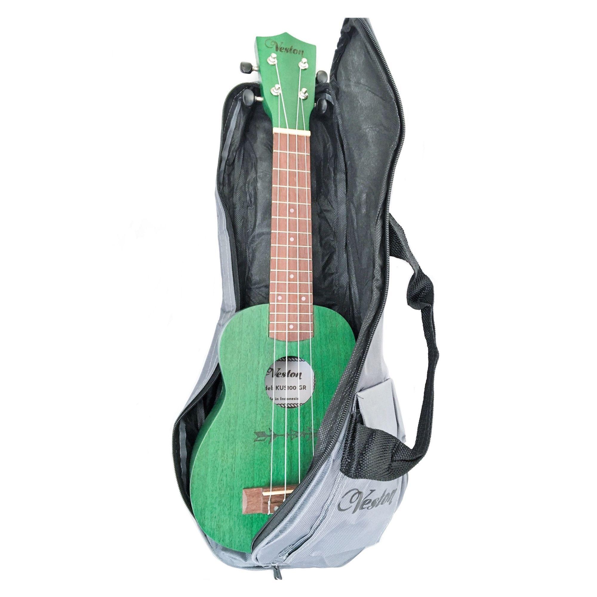 UKELELE SOPRANO VESTON CAOBA VERDE C/FUNDA MOCHILA-4