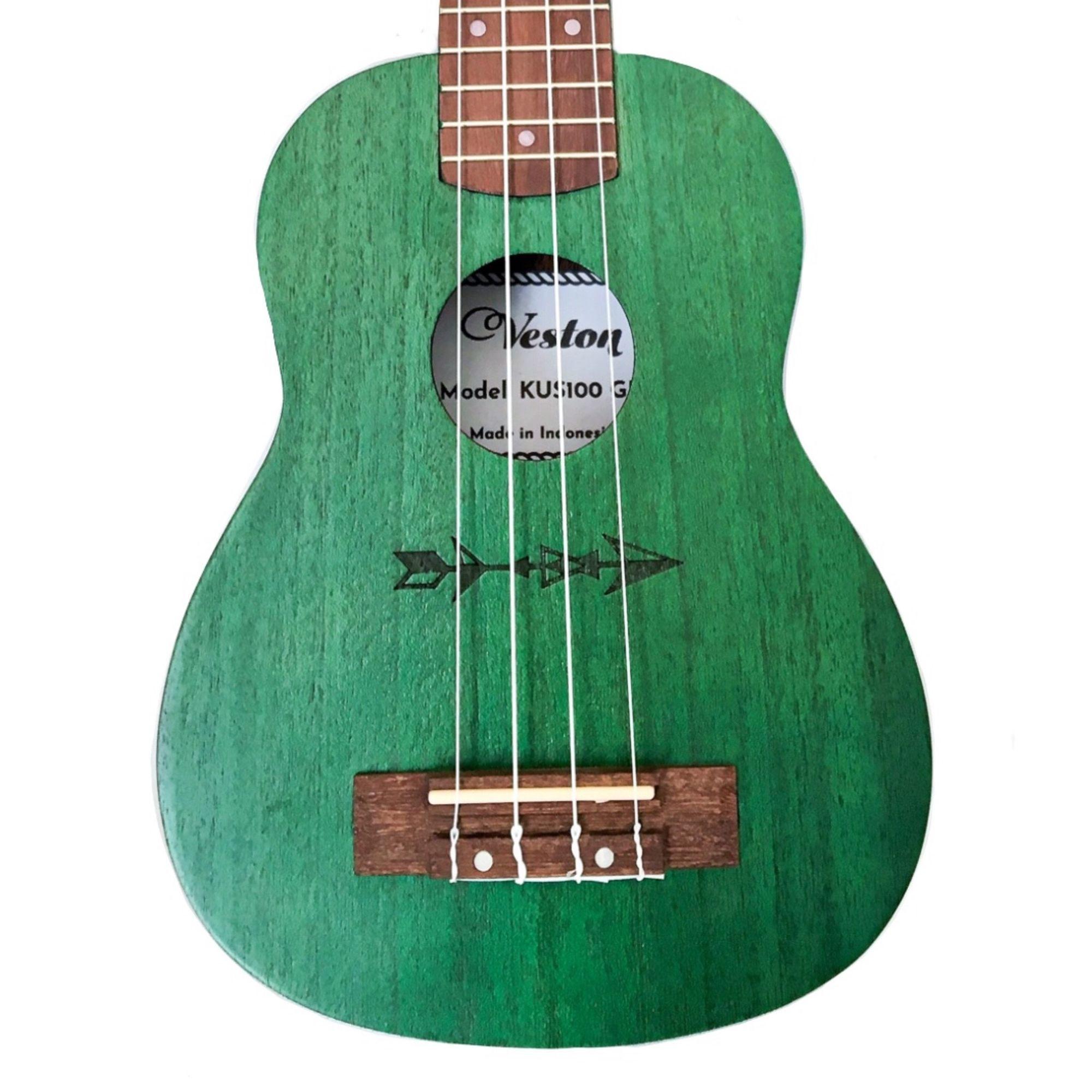 UKELELE SOPRANO VESTON CAOBA VERDE C/FUNDA MOCHILA-1