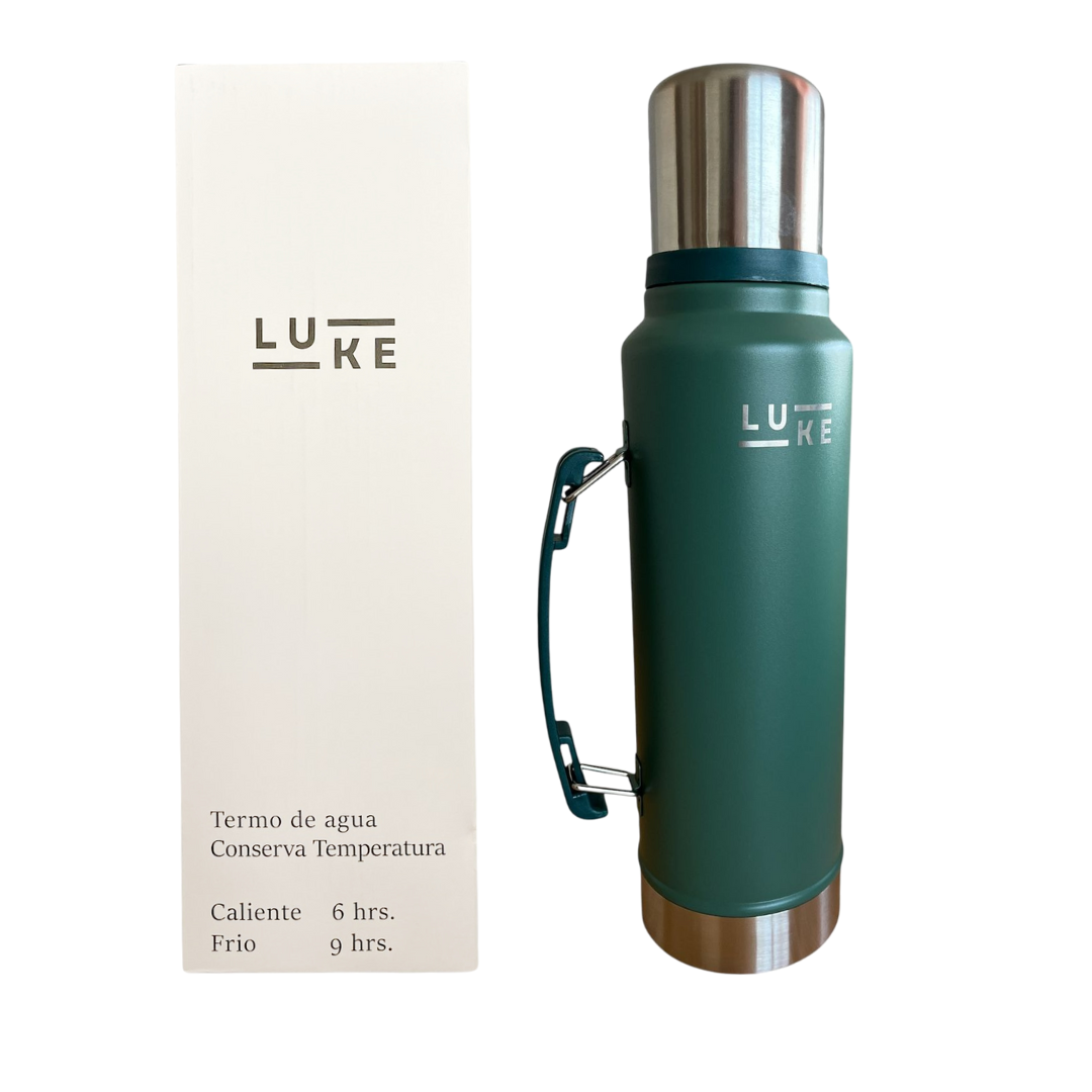 Termo Acero Inoxidable Color Verde 1.3 L Genérico manilla plegable-3