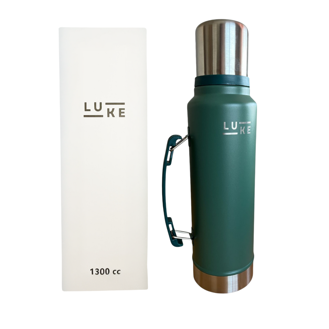 Termo Acero Inoxidable Color Verde 1.3 L Genérico manilla plegable-4