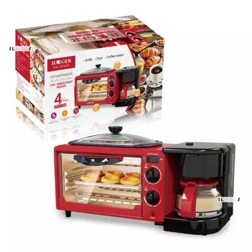 Tostador Cafetera Sartén 3 En 1 Máquina Para Desayuno Haeger-1