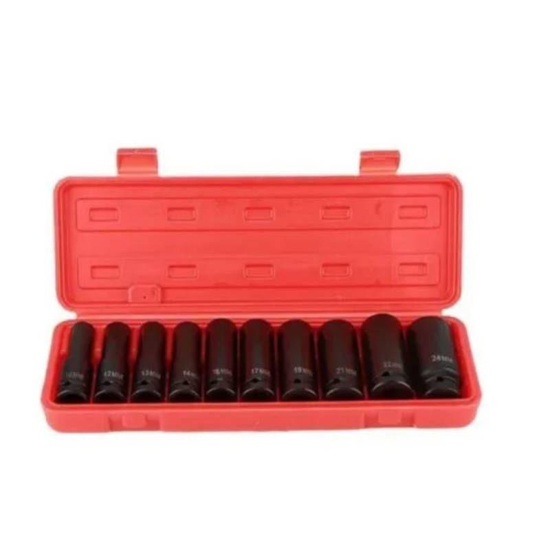 Juego Set Dados De Impacto 1/2, 10 Piezas De 10 A 24 Mm-0