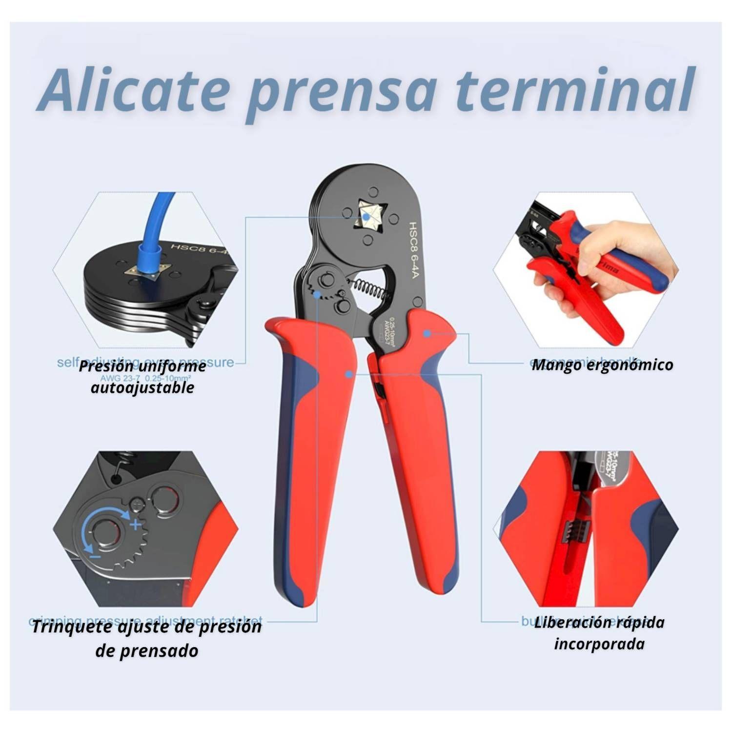 Kit Alicate Crimpadora Prensa Terminal Trinquete 1200 Pcs-1