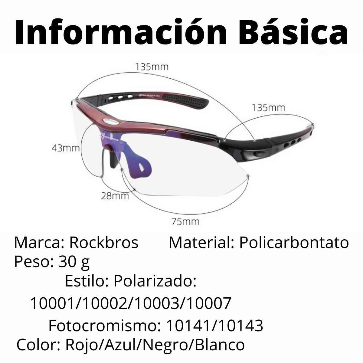 Lentes Polarizados Rockbros 5 Micas Intercambiables Azul-3