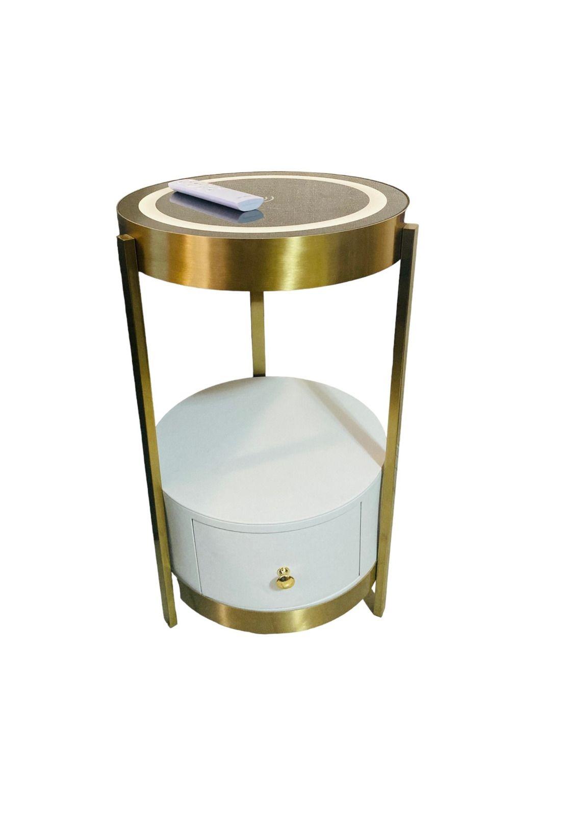 Mesa de Luz Inteligente con Carga Inalámbrica, Luz LED y Puerto USB-0