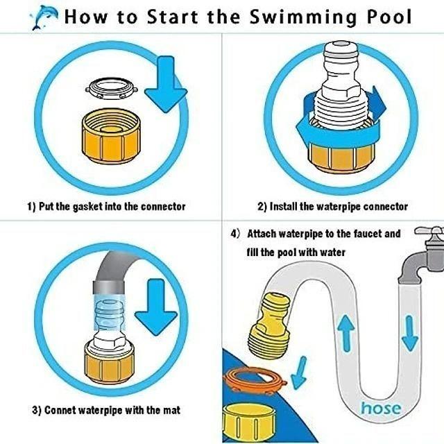 Piscina Inflable 170x110x45cm Dino Delfin Lanza Chorro Agua-2