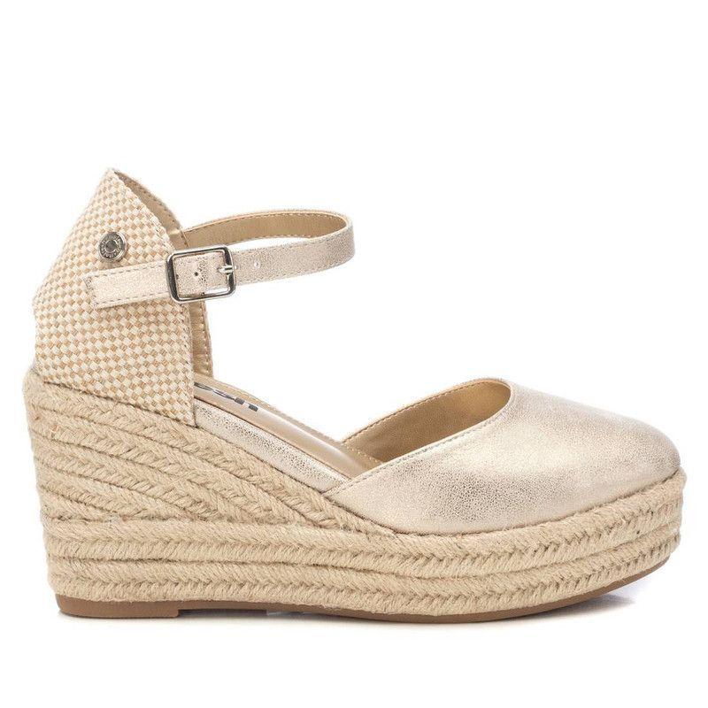 Sandalia Taco Mujer REFRESH 172782 Yute Metalizada Dorado-0