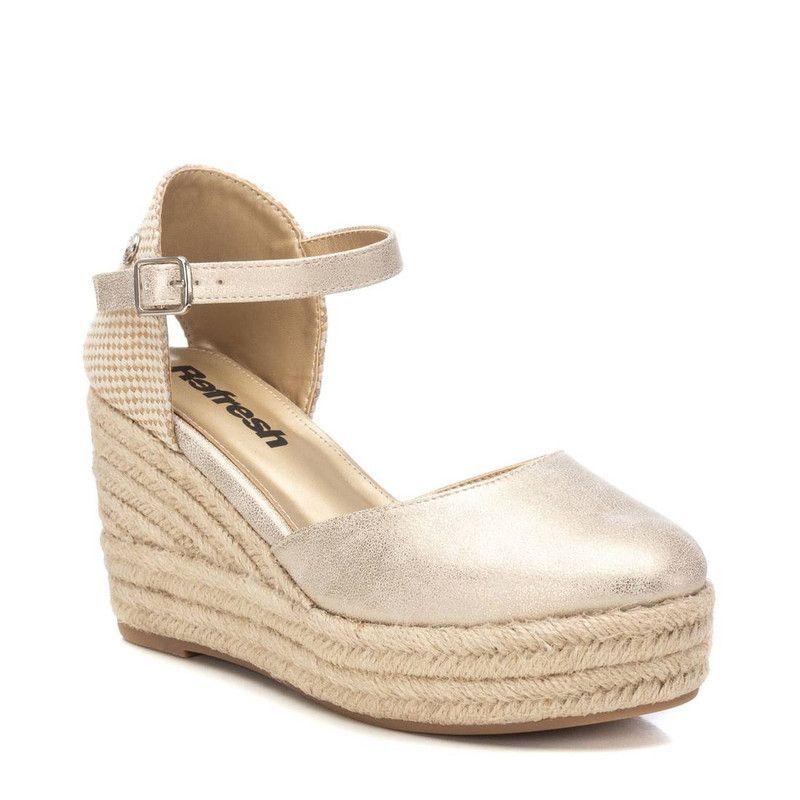 Sandalia Taco Mujer REFRESH 172782 Yute Metalizada Dorado-2