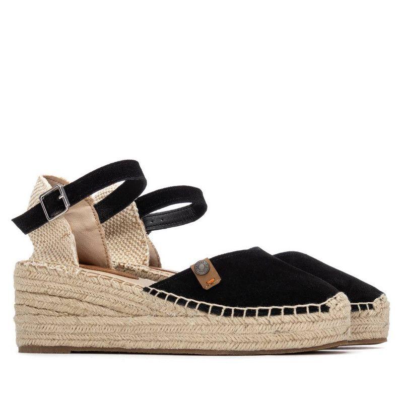 Sandalia Mujer Taco Cuero REFRESH 175235 Yute Negro-3
