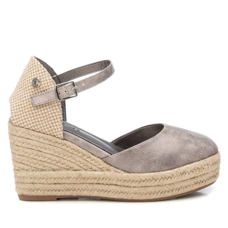 Sandalia Taco Mujer REFRESH 172782 Yute Metalizada Plomo-0