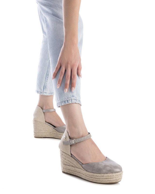Sandalia Taco Mujer REFRESH 172782 Yute Metalizada Plomo-1