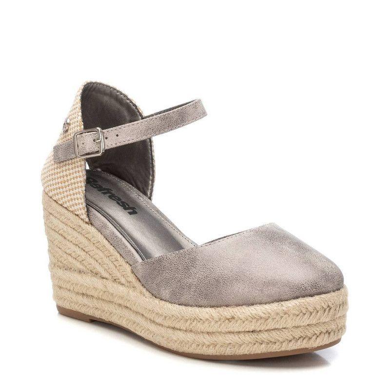 Sandalia Taco Mujer REFRESH 172782 Yute Metalizada Plomo-2