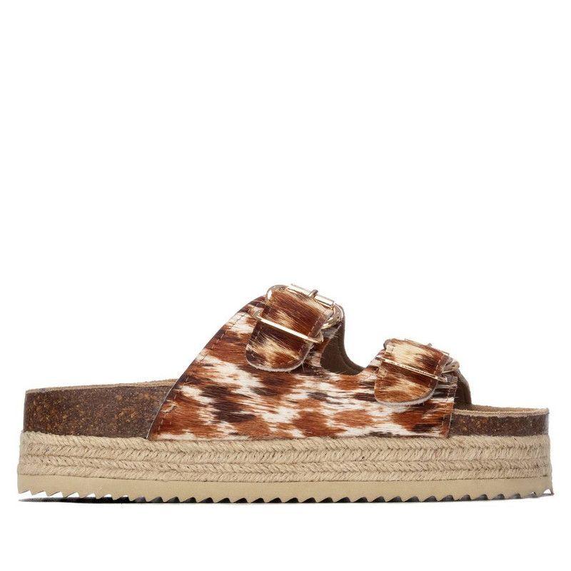 Sandalia Mujer Cuero REFRESH 175013 Pelos Animal Print-0