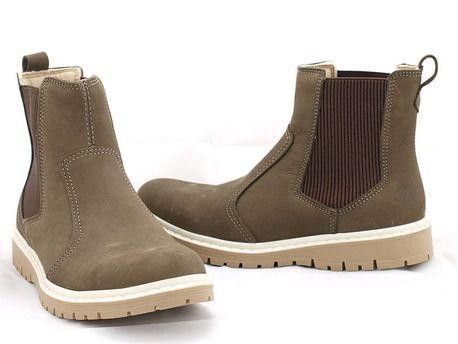 Botin Cuero Chelsea Pegada Musgo-1