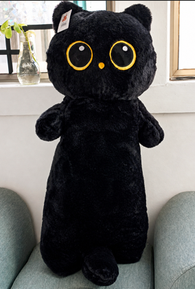 Peluche de Contención Gato Negro Gigante 80 cm Suave Acogedor y Abrazable-2