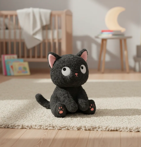 Peluche Gato Negro de Apego 25 cm Suave y Tierno-2