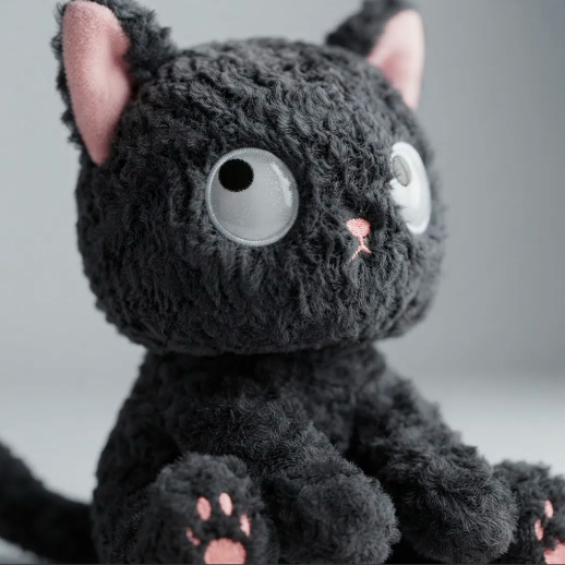 Peluche Gato Negro de Apego 25 cm Suave y Tierno-5